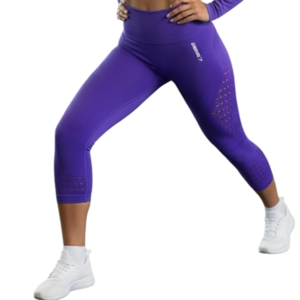 Gymshark Energy Seamless Cropped Leggings Women Small Purple High Rise
